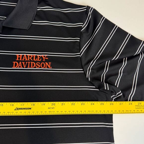 Harley-Davidson Black Striped Embroidered Polo Shirt 2XL Tifton, GA - Picture 6 of 7